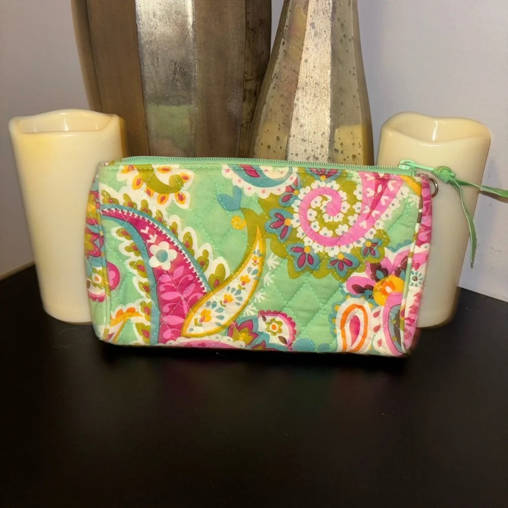 Vera Bradley Green and Pink Floral Wallet